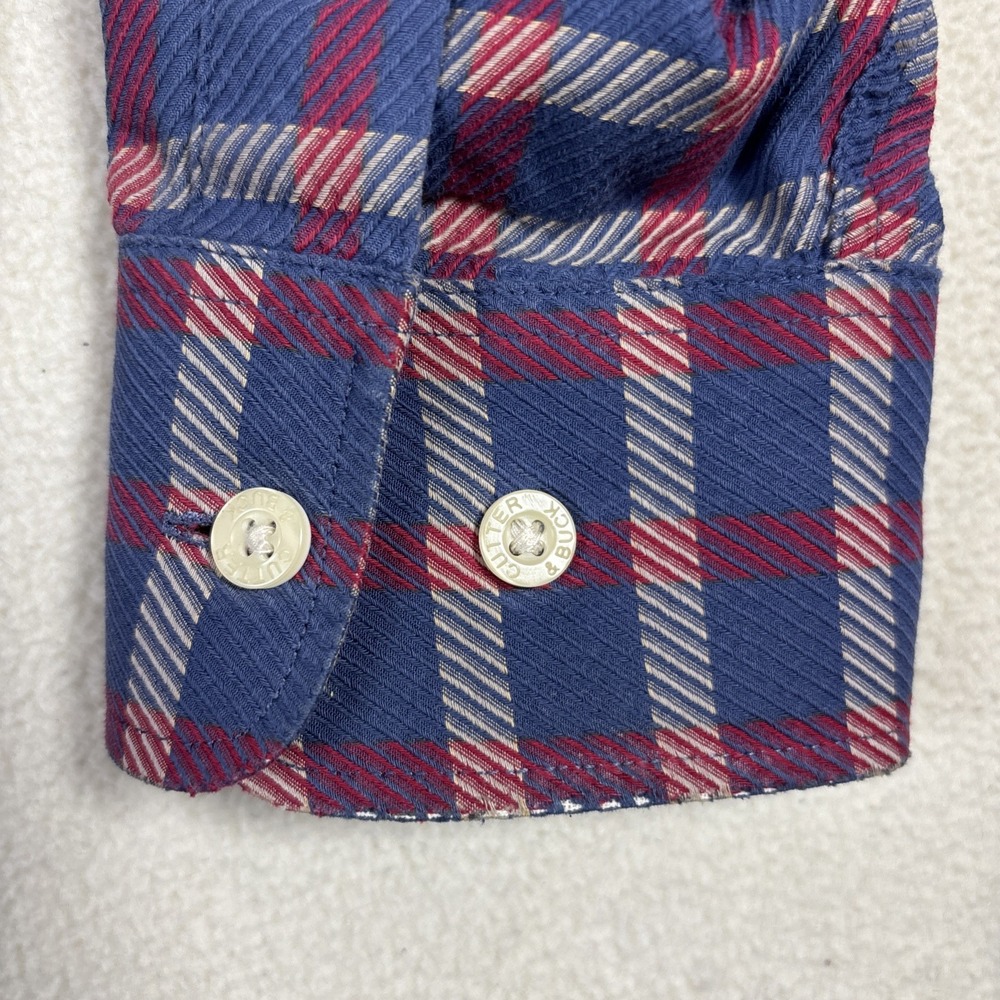Cutter & Buck Mens Large Button Down Shirt Red Black Plaid Soft Cotton‎ - Picture 6 of 7